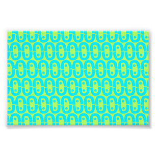 Turquoise en limoengroene geometrische patroon foto afdruk