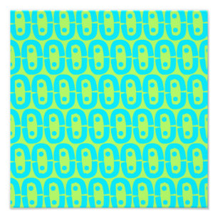 Turquoise en limoengroene geometrische patroon foto afdruk