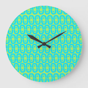 Turquoise en limoengroene geometrische patroon grote klok