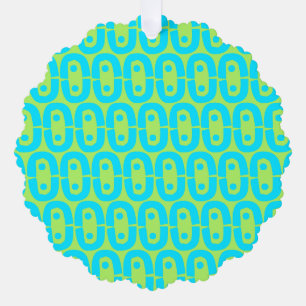 Turquoise en limoengroene geometrische patroon ornament kaart