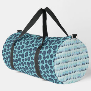 TURQUOISE EN MARINE BLAUWE SCHELPEN & GOLVEN PLUNJEZAK