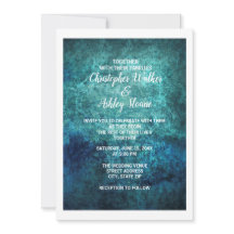 Turquoise en marineblauwe grunge waterverf bruilof