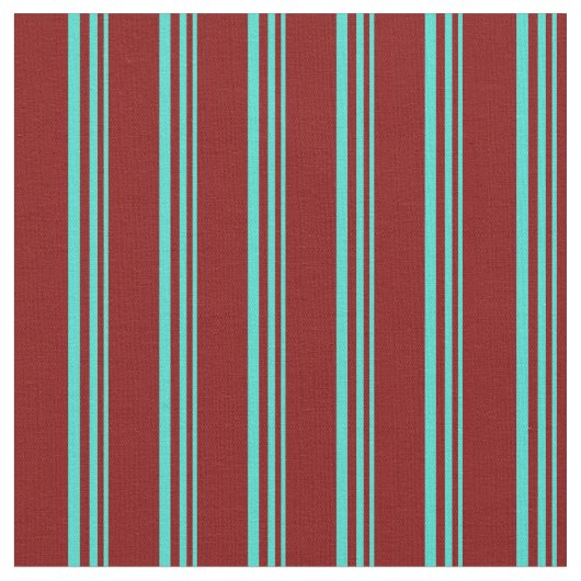 Turquoise en Maroon Pattern of Stripes Stof (Close Up)