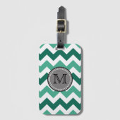 Turquoise en Mint Chevron Zigzag Monogram Bagagelabel (Voorkant (verticaal))