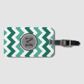 Turquoise en Mint Chevron Zigzag Monogram Bagagelabel (Voorkant (horizontaal))