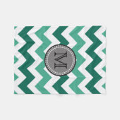 Turquoise en Mint Chevron Zigzag Monogram Fleece Deken (Voorkant (Horizontaal))