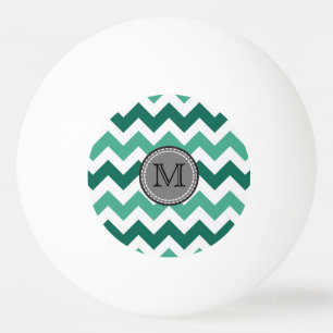 Turquoise en Mint Chevron Zigzag Monogram Pingpongbal