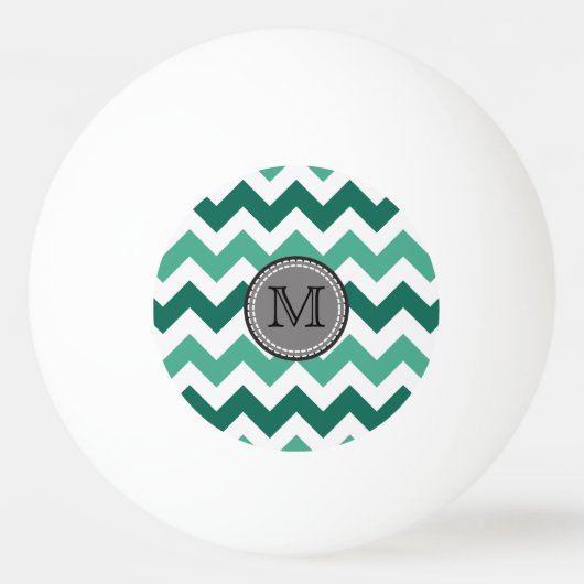 Turquoise en Mint Chevron Zigzag Monogram Pingpongbal (Voorkant)