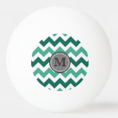 Turquoise en Mint Chevron Zigzag Monogram Pingpongbal (Achterkant)