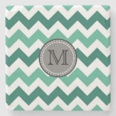 Turquoise en Mint Chevron Zigzag Monogram Stenen Onderzetter (Voorkant)