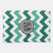 Turquoise en Mint Chevron Zigzag Monogram Theedoek (Horizontaal)