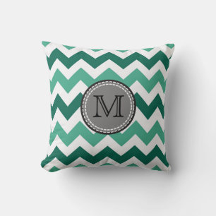 Turquoise en Mint Chevron Zigzag Pattern Kussen
