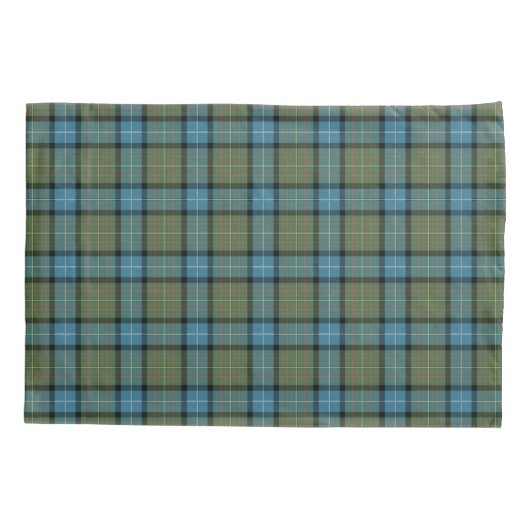 Turquoise en Moss Green Plaid Californië Tartan Kussensloop (Achterkant)