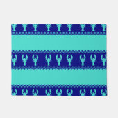 Turquoise en Navy Blue Coastal Pattern Lobster Deurmat (Voorkant)