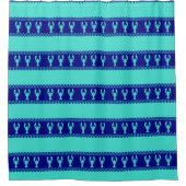 Turquoise en Navy Blue Coastal Pattern Lobster Douchegordijn (Voorkant)