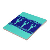 Turquoise en Navy Blue Coastal Pattern Lobster Tegeltje (Zijkant)