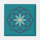 Turquoise en Navy Blue Flower Design Magneet (Voorkant)