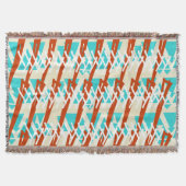Turquoise en Oranje bruin geometrisch patroon Deken (Voorkant)