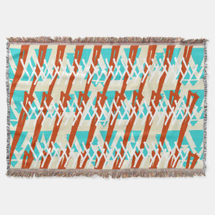Turquoise en Oranje bruin geometrisch patroon Deken