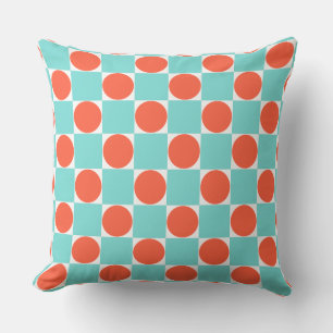 Turquoise en Oranje modern Geometrisch Tile Patroo Kussen
