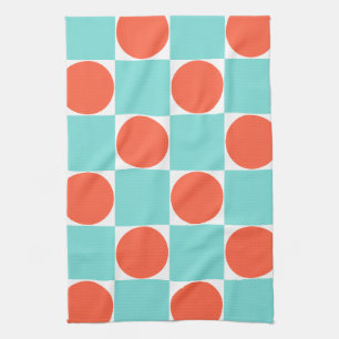 Turquoise en Oranje modern Geometrisch Tile Patroo Theedoek