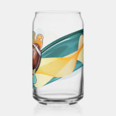 Turquoise en oranje Speldag Blikvorm Glas (Achterkant)