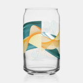 Turquoise en oranje Speldag Blikvorm Glas (Rechts)