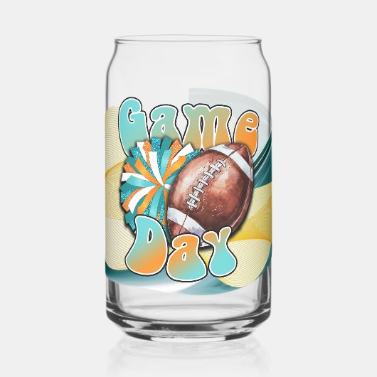 Turquoise en oranje Speldag Blikvorm Glas (Links)