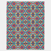 Turquoise en Oranje Stam Fleece Deken (Voorkant)