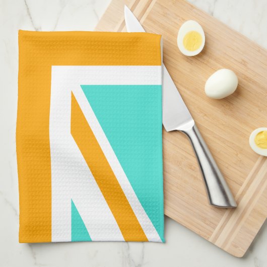 Turquoise en Oranje Union Jack Theedoek (Quarter Fold)