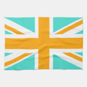 Turquoise en Oranje Union Jack Theedoek (Horizontaal)