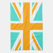 Turquoise en Oranje Union Jack Theedoek (Verticaal)