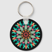 Turquoise en Oranje ventilator Sleutelhanger (Achterkant)