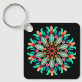Turquoise en Oranje ventilator Sleutelhanger (Voorkant)