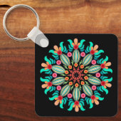 Turquoise en Oranje ventilator Sleutelhanger (Voorkant)
