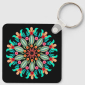 Turquoise en Oranje ventilator Sleutelhanger (Achterkant)