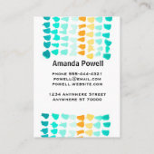 turquoise en oranje verfpatroon modern visitekaartje (Achterkant)