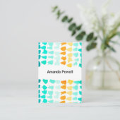 turquoise en oranje verfpatroon modern visitekaartje (Staand voorkant)