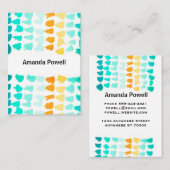 turquoise en oranje verfpatroon modern visitekaartje (Voorkant / Achterkant)