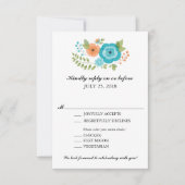 Turquoise en Oranje zomerbloemen bruiloft RSVP (Voorkant)