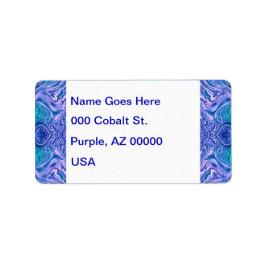 Turquoise en Paars glas Abstract Etiket