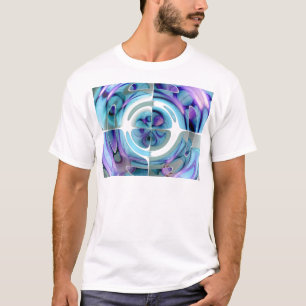 Turquoise en Paarse Abstracte collage T-shirt