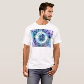 Turquoise en Paarse Abstracte collage T-shirt (Voorkant volledig)