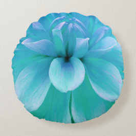 Turquoise en paarse bloem rond kussen