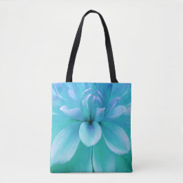 Turquoise en paarse bloem tote bag