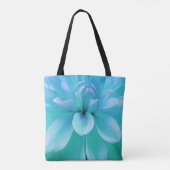 Turquoise en paarse bloem tote bag (Achterkant)