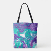 Turquoise en Paarse bubbels Tote Bag (Achterkant)