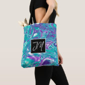 Turquoise en Paarse bubbels Tote Bag (Dichtbij)