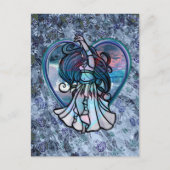 Turquoise en Paarse Buikdanseres Liefdeshart Briefkaart (Voorkant)