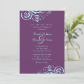 Turquoise en Paarse Chic Wedding Invitation Kaart (Staand voorkant)